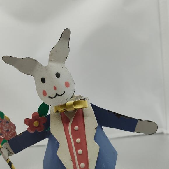 Department 56 Metal Easter Bunny Couple Figurines – Rustic Spring Decor 6 in - Picture 5 of 13